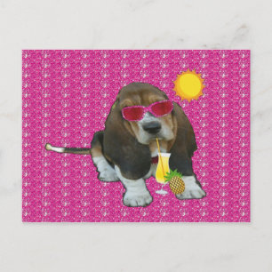 Briefkaart Basset Hound Sheldon Summer Time