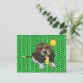 Briefkaart Basset Hound Sheldon Summer Time (Staand voorkant)