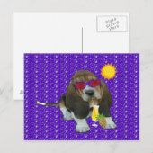 Briefkaart Basset Hound Sheldon Summer Time (Voorkant / Achterkant)