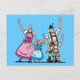 Briefkaart Bavarian BEER FESTIVALFamily Waving Han