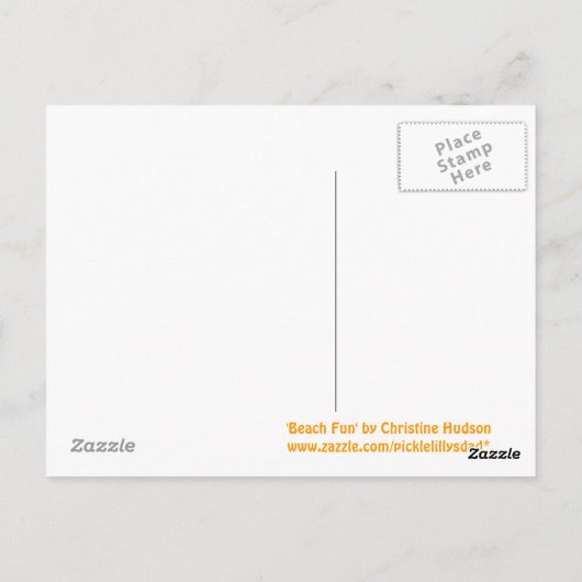 briefkaart "Beach Fun" (Achterkant)