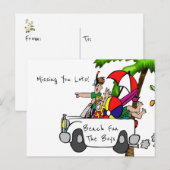 Briefkaart Beach Fun Mis je veel! (Voorkant / Achterkant)