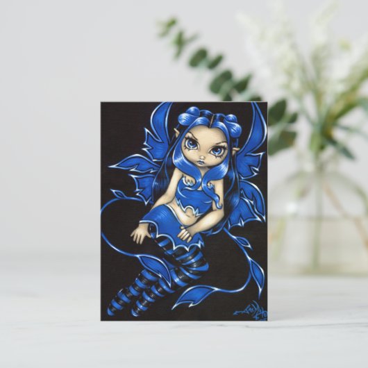 briefkaart "Beauful Blue Fairy" (Staand voorkant)