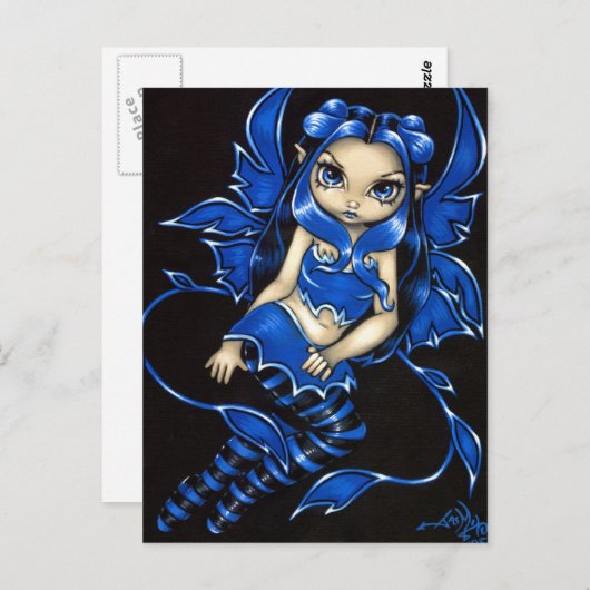 briefkaart "Beauful Blue Fairy" (Voorkant / Achterkant)