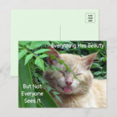 Briefkaart Beauty Quote - Starring Beast - Kat (Voorkant / Achterkant)
