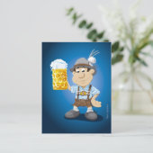 Briefkaart BEER FESTIVAL Lederhosen Cartoon Man Be (Staand voorkant)