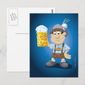 Briefkaart BEER FESTIVAL Lederhosen Cartoon Man Be (Voorkant / Achterkant)