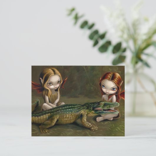 briefkaart "Befriending an Alligator" (Staand voorkant)