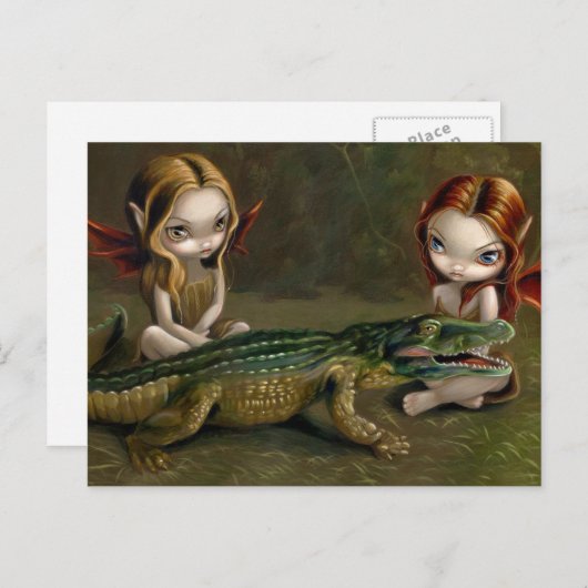 briefkaart "Befriending an Alligator" (Voorkant / Achterkant)