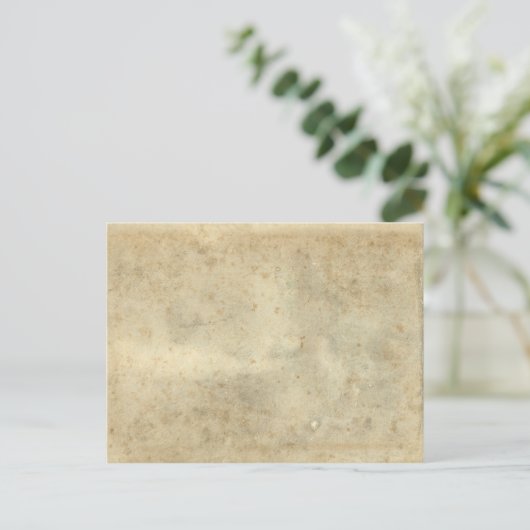 Briefkaart beige veredeld  verouderd papier (Staand voorkant)