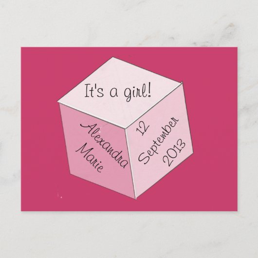 Briefkaart - Bekendmaking van de geboorte van Girl (Voorkant)