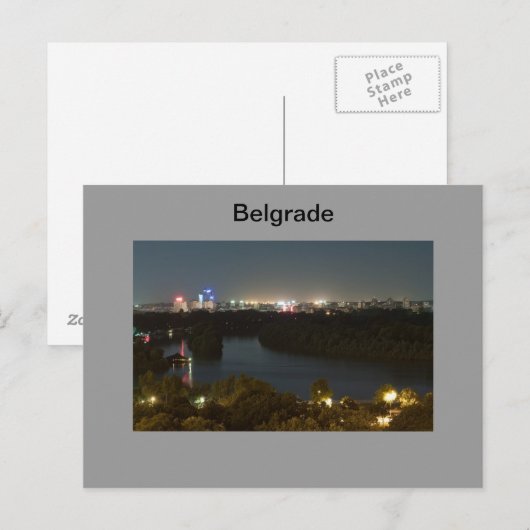 briefkaart Belgrado 's nachts (Voorkant / Achterkant)