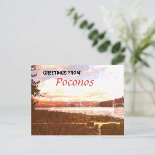 Briefkaart bergmeer - Pocono-gebergte (Staand voorkant)