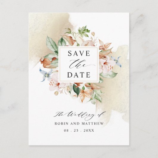 Briefkaart bespaart de datum van aardebloei-beige  (Voorkant)