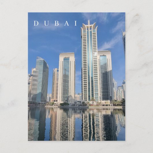 Briefkaart bespiegeling Dubai gebouwen (Voorkant)