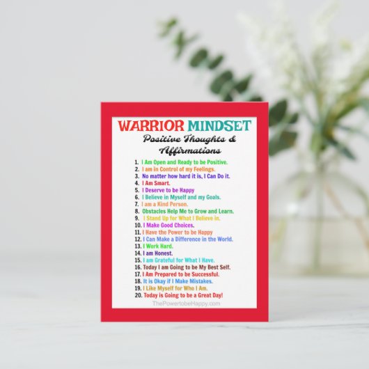 BRIEFKAART BEVESTIGINGEN - WARRIOR MINDSET (Staand voorkant)