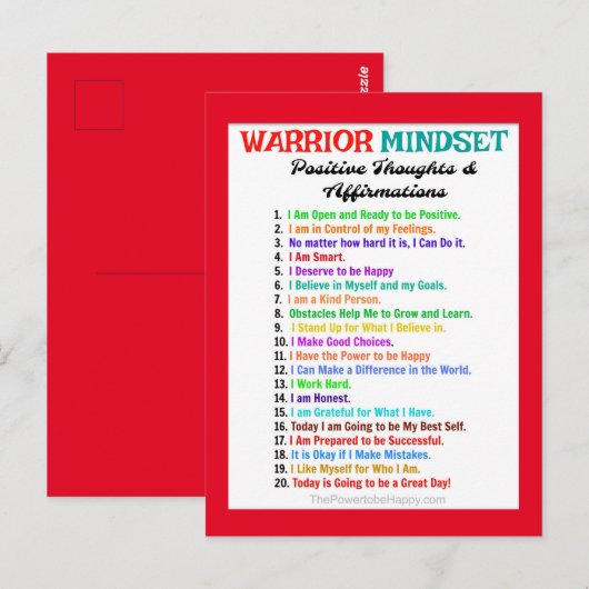 BRIEFKAART BEVESTIGINGEN - WARRIOR MINDSET (Voorkant / Achterkant)