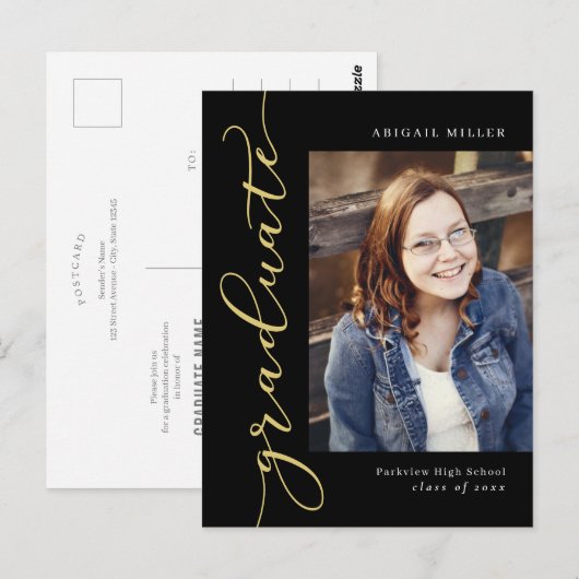 Briefkaart bewerkbaar kleurenAfstuderen naast schr (Voorkant / Achterkant)