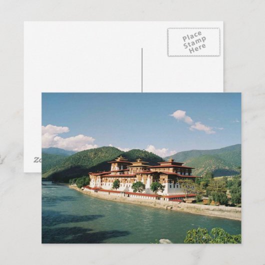 Briefkaart Bhutan, Punakha Dzong (Voorkant / Achterkant)