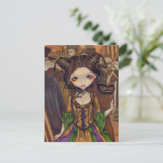 briefkaart "Bij de Masquerade Ball" (Staand voorkant)