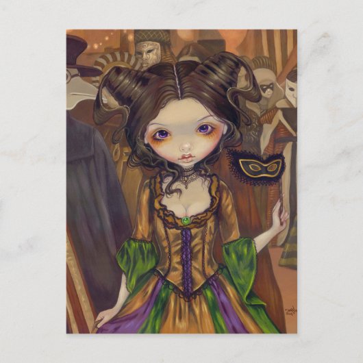 briefkaart "Bij de Masquerade Ball" (Voorkant)