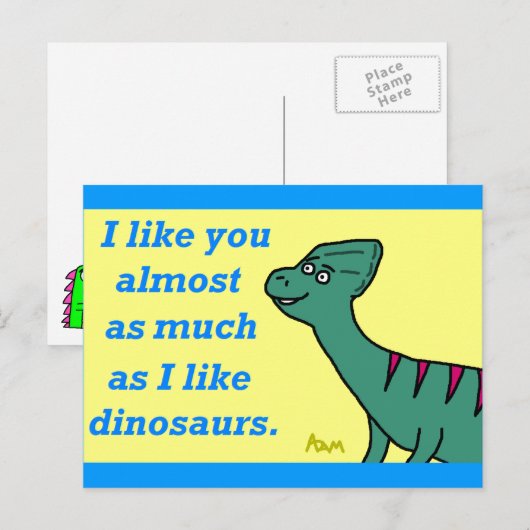 briefkaart "Bijna net zo veel als dinosaurussen" (Voorkant / Achterkant)