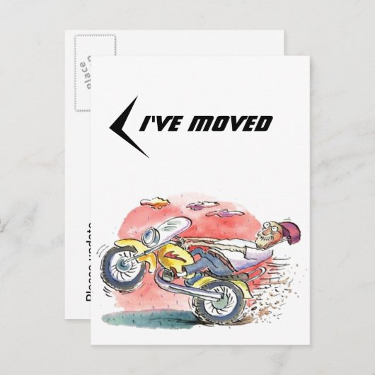 Briefkaart Biker Verhuizen Ik heb verplaatst Nieuw (Voorkant / Achterkant)