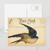 Briefkaart Bird Digital Art (Voorkant / Achterkant)