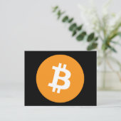 Briefkaart Bitcoin Zwart Sinaasappel Cryptocurrenc (Staand voorkant)