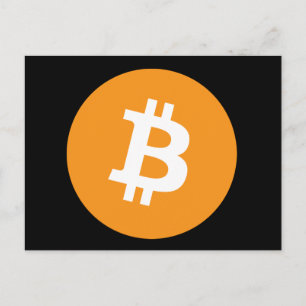 Briefkaart Bitcoin Zwart Sinaasappel Cryptocurrenc