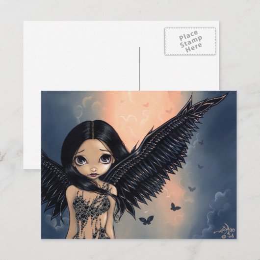 briefkaart "Black Winged Angel" (Voorkant / Achterkant)