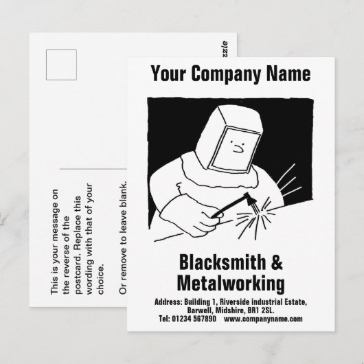 Briefkaart Blacksmith & Metalworking Services (Voorkant / Achterkant)
