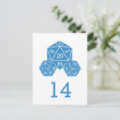 Briefkaart blauw D20-controletabel (Staand voorkant)