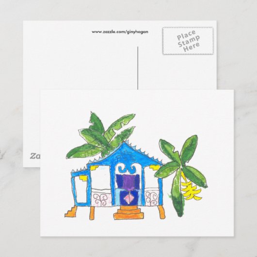 Briefkaart blauw huis (Voorkant / Achterkant)