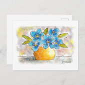 Briefkaart Blauw Violet Waterverf (Voorkant / Achterkant)