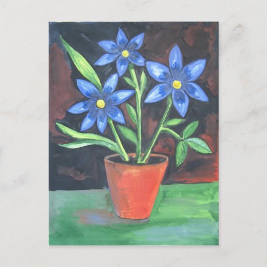 Briefkaart Blauwe Bloemen (Voorkant)