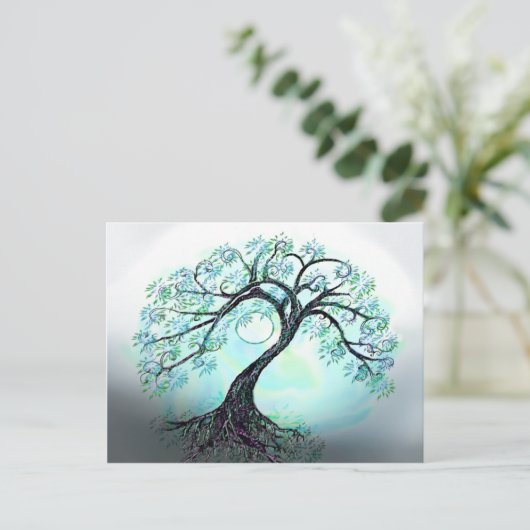 Briefkaart Blauwe Boom (Staand voorkant)