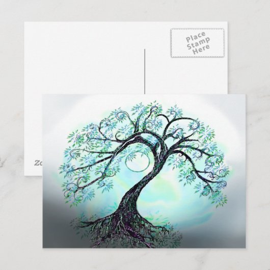 Briefkaart Blauwe Boom (Voorkant / Achterkant)
