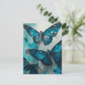 Briefkaart Blauwe Butterflies (Staand voorkant)