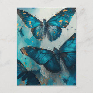 Briefkaart Blauwe Butterflies