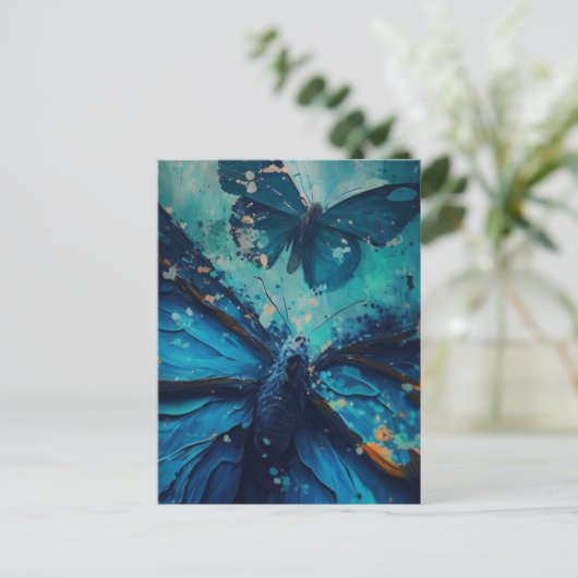 Briefkaart Blauwe Butterflies (Staand voorkant)