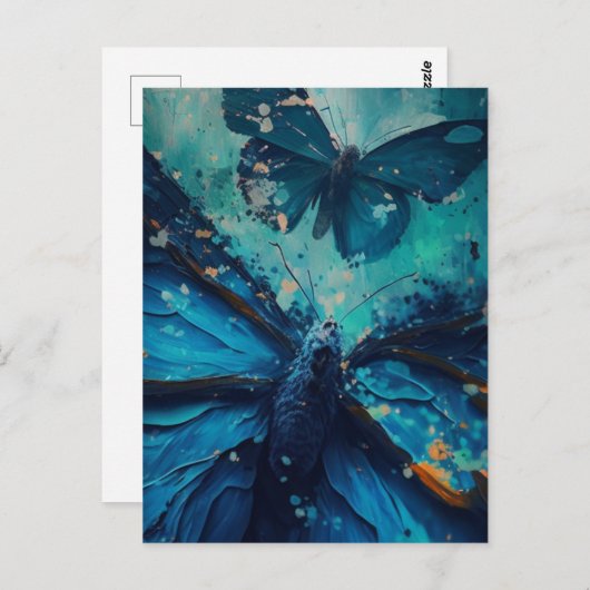 Briefkaart Blauwe Butterflies (Voorkant / Achterkant)