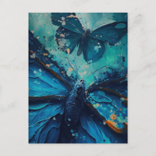 Briefkaart Blauwe Butterflies