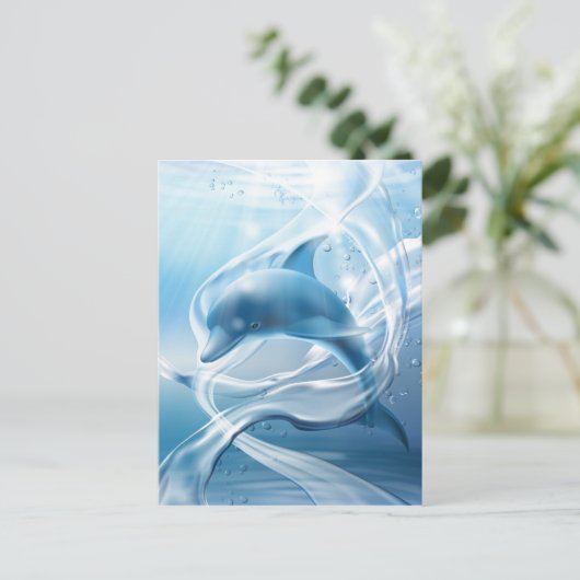 Briefkaart blauwe dolfijn (Staand voorkant)