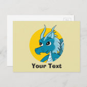 Briefkaart blauwe drakencartoon (Voorkant / Achterkant)