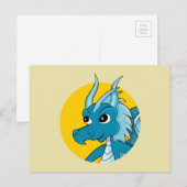 Briefkaart blauwe drakencartoon (Voorkant / Achterkant)