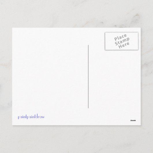 Briefkaart blauwe en groene trompet (Achterkant)