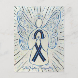 Briefkaart Blauwe en zwarte bewustzijn Ribbon Ange