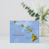 Briefkaart blauwe kaart op Hawaiiaans eiland (Staand voorkant)