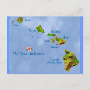 Briefkaart blauwe kaart op Hawaiiaans eiland